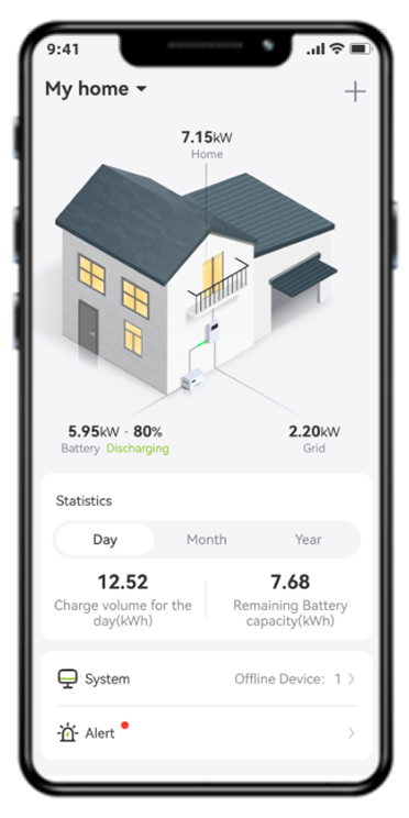 Vista previa de la aplicación móvil para gestionar la batería All-In-One